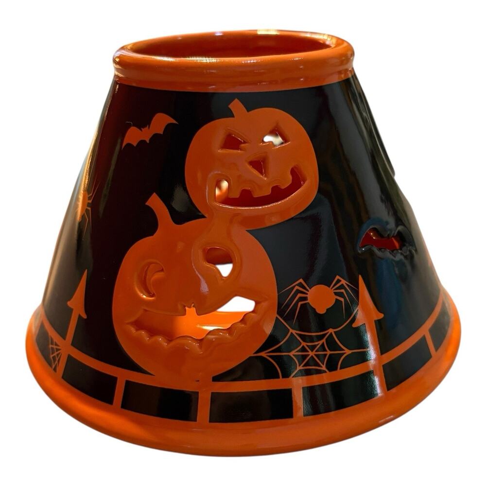Bath & Body Works White Barn Halloween Jar Candle Shade Topper Black Orange
